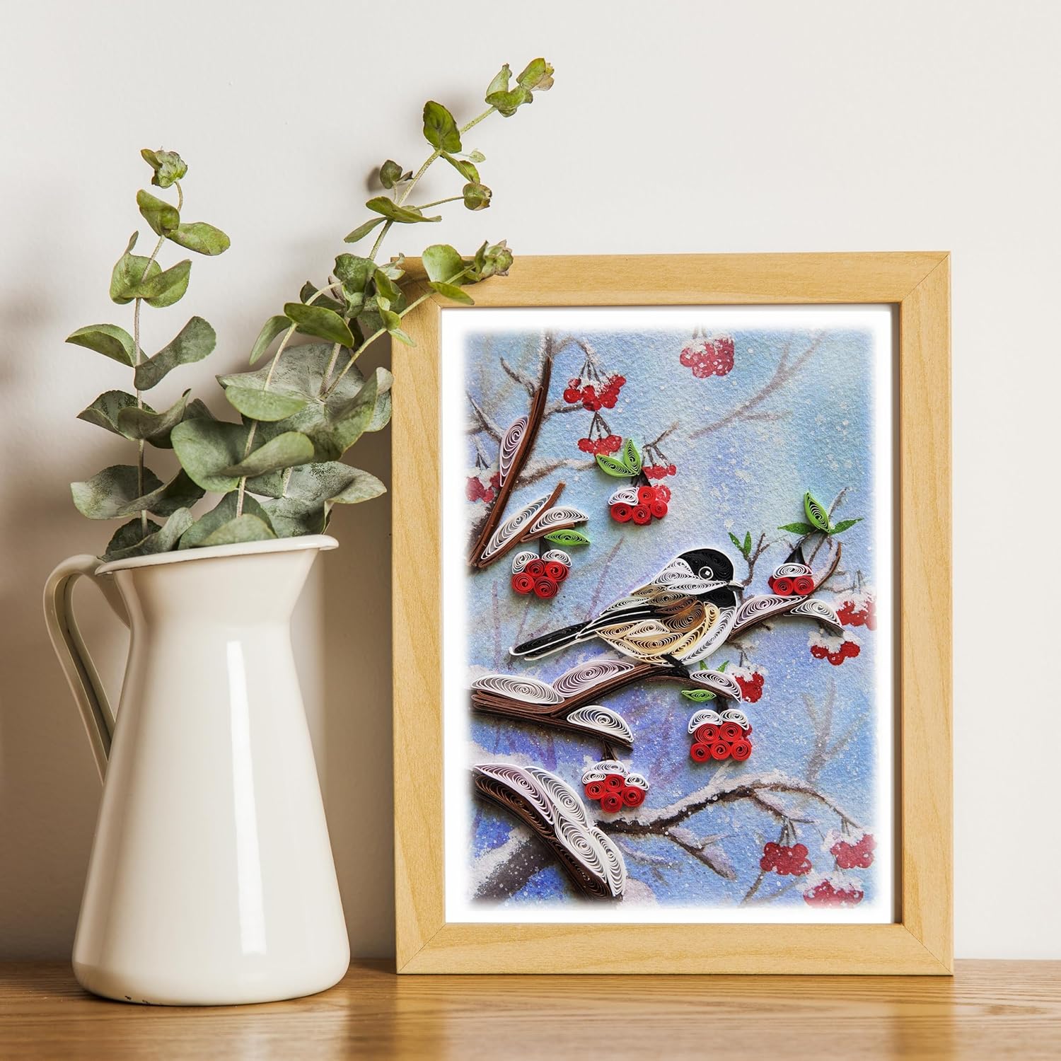 Seasonal Greeting Card, Summer Winter, Spring, Autumn Birthday Card For Mom, Mother, Cute Quilling Quilled Card For Her, Wife, Grandma, Artful Card, 3D Greeting Card (Cute Bird)