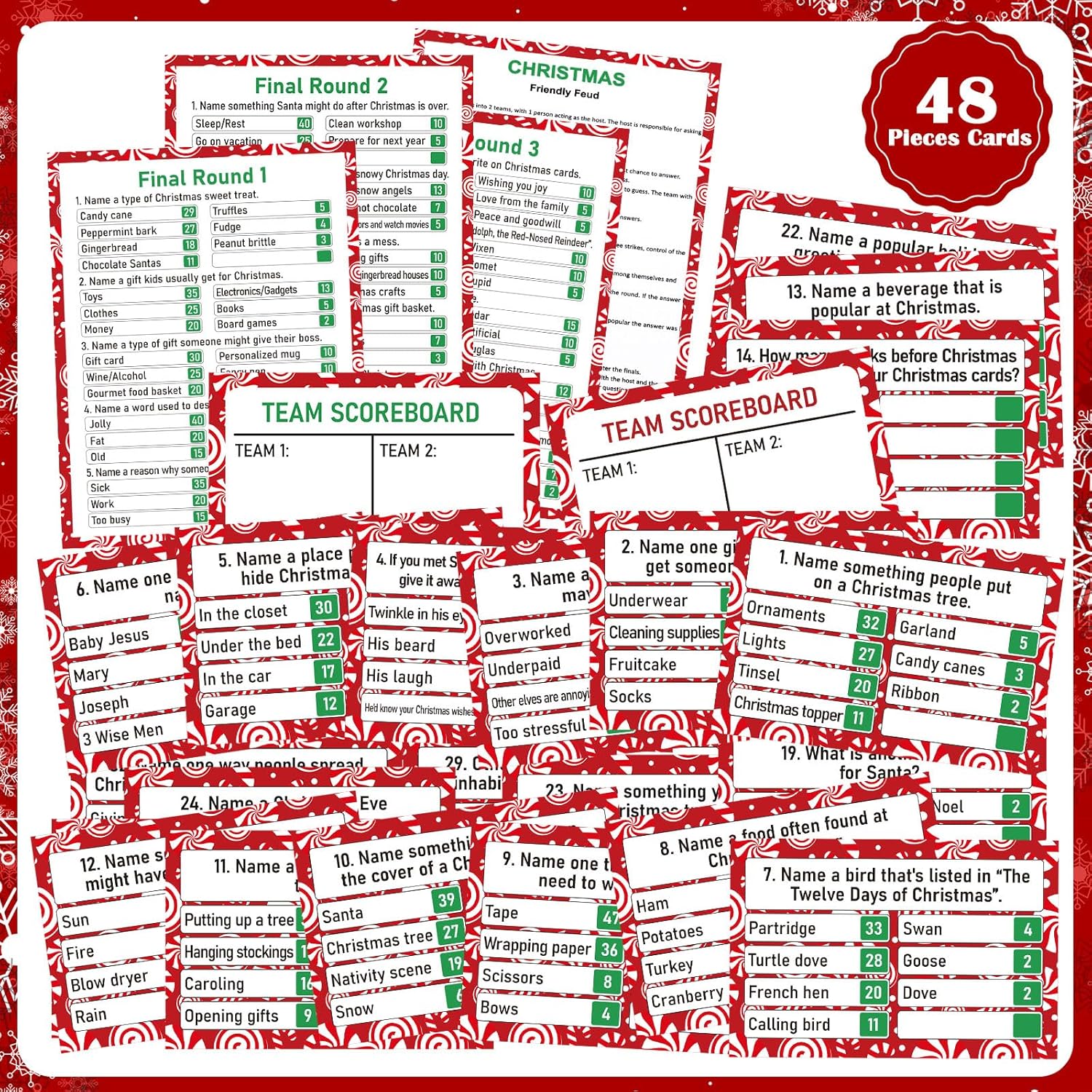 50 Pcs Christmas Friendly Feud Game With Answer Buzzer Christmas Feud Party Game Fun Family Trivia Quiz Night For Holiday Xmas Party Office Adult Groups