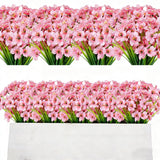 20 Bundles Artificial Flowers For Outdoor Outside Spring Summer Decoration Uv Resistant Faux Flowers No Fade Fake Plastic Plants Garden Porch Window Box Decorating (Pink)