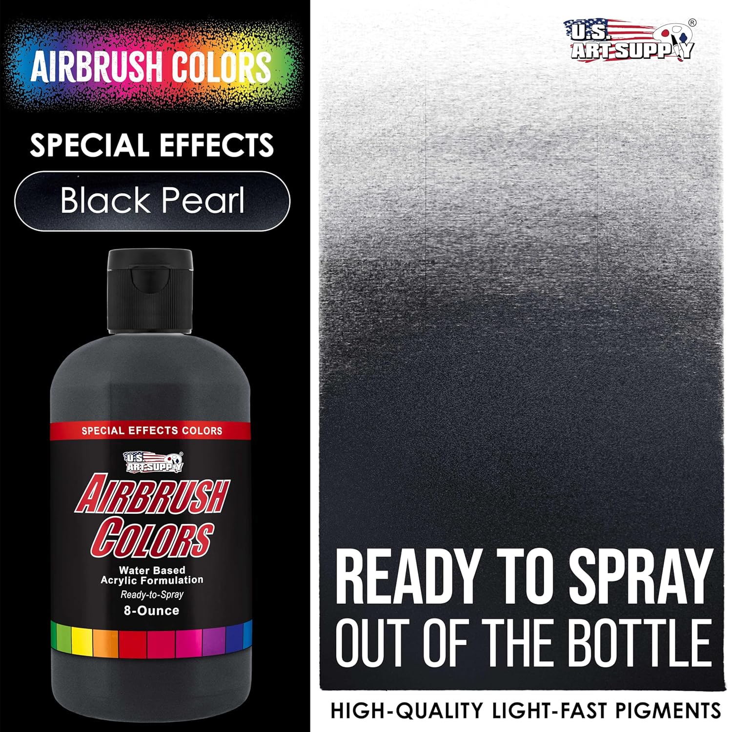 Pearlized Black Pearl Acrylic Special Effects Airbrush Paint - 8Oz Ready To Spray Air Brush Paint For Nails, Models, Fabric - Water-Based Air Brush Painting