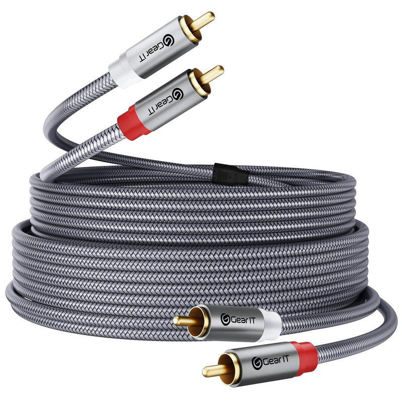 GearIT RCA Cable (25FT) 2RCA Male to 2RCA Male Stereo Audio Cables Shielded Br