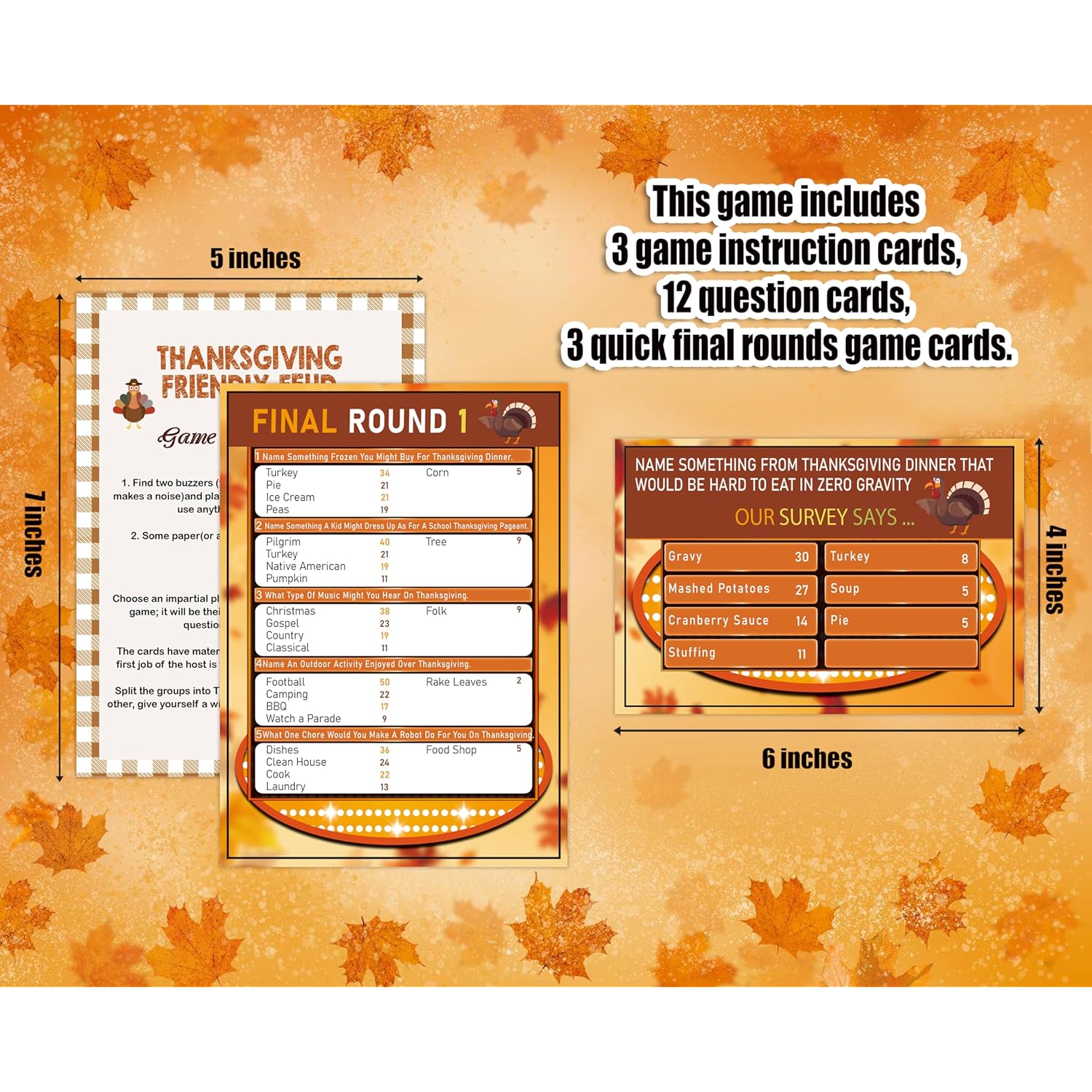 Thanksgiving Friendly Feud Game, Friendly Feud Quiz, Baby Shower Game Cards For Adults, Family Activity, Feud Trivia Quiz, Festival Activities Party Games Supplies-Lp3