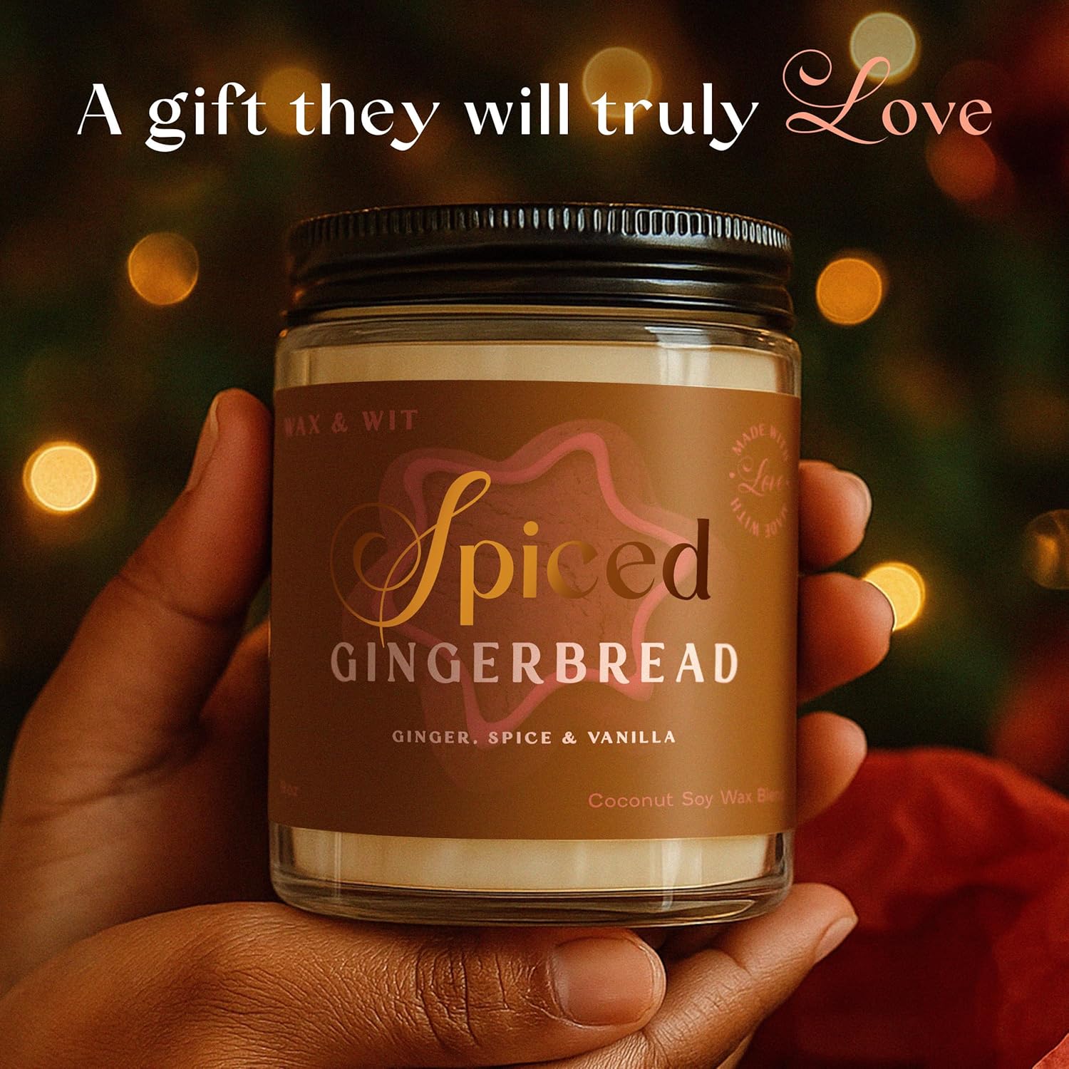 Christmas Candles Scented – Vanilla, Ginger, Spice – Fall Candle, Perfect Holiday, Winter, Xmas, Autumn Gifts – 9Oz, Soy Wax, 50 Hour Burn
