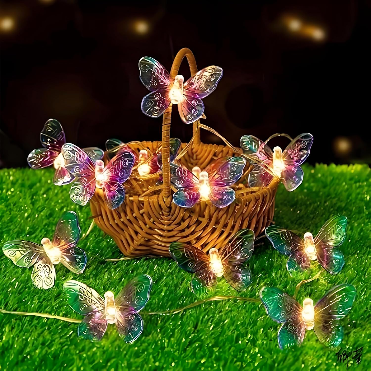 20Ft 3D Butterfly String Lights,Battery Operated 40Leds Indoor Outdoor Fairy Decorative Lights For Home Bedroom Party Bi