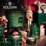 Voluspa Noble Fir Garland, Mini Tin Candle, 4 oz, 25 Hour Burn Time, Coconut Wax Candle for The Home, Poured in The USA