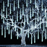 Christmas Meteor Shower Lights Outdoor 864 LED 24 Tube Waterproof White Icicle Snow Falling Plug In Lights