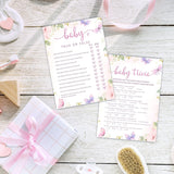 5" X 7" Floral Baby Shower Double-Sided Game Cards With Answer Card - 50 True Or False & Baby Trivia - 2 Games, Gender Reveal Game Cards - Party Decor & Supplies - A04