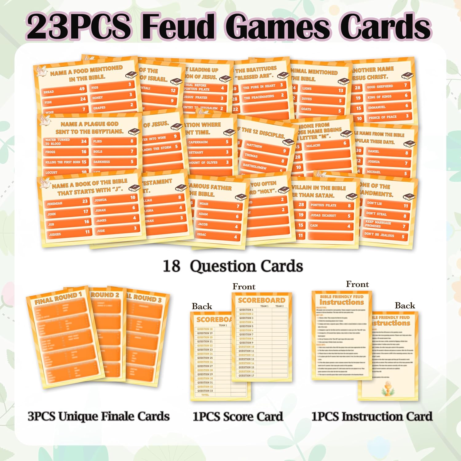 Bible Feud Games, Christian Game Cards, Religious Family Party Games For Family Friend, Friendly Feud Game For Groups, Easter Party Decorations Supplies Favors?04