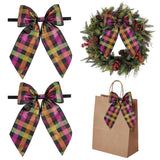 Halloween Bows For Gift Wrapping 6×9'' Glitter Plaid Bows For Christmas Tree Wreath Bows With Wire Edge Premade Bows For Craft Present Indoor Holiday Christmas Decorations, 10 Pcs