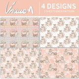 Baby Girl Wrapping Paper 8 Pc Pink Gifts Wrap Bear Stroller Patterns For Kids Girls Baby Shower Birthday Holiday 19.6 X27.8Inch