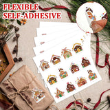 Small Christmas Stickers Gingerbread Candy House Decals, 240 Self-Adhesive Christmas Envelope Labels Stickers, Funny Cartoon Xmas Seal Stickers For Gift Greeting Card Party Supplies Kids Holiday Decor