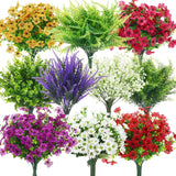 60 Pcs Outdoor Plastic Plants Bulks Artificial Flowers Uv Resistant Lavender Flowers Stems Baby'S Breath Plastic Greenery Shrubs Fake Daisy Eucalyptus For Home Patio Decoration