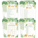 Jungle Baby Shower Games - 25 Each - Bingo, Find The Guest, The Price Is Right, Who Knows Mommy Best - Jungle Animals Theme - Printed Front And Back, 1 Game Per Side