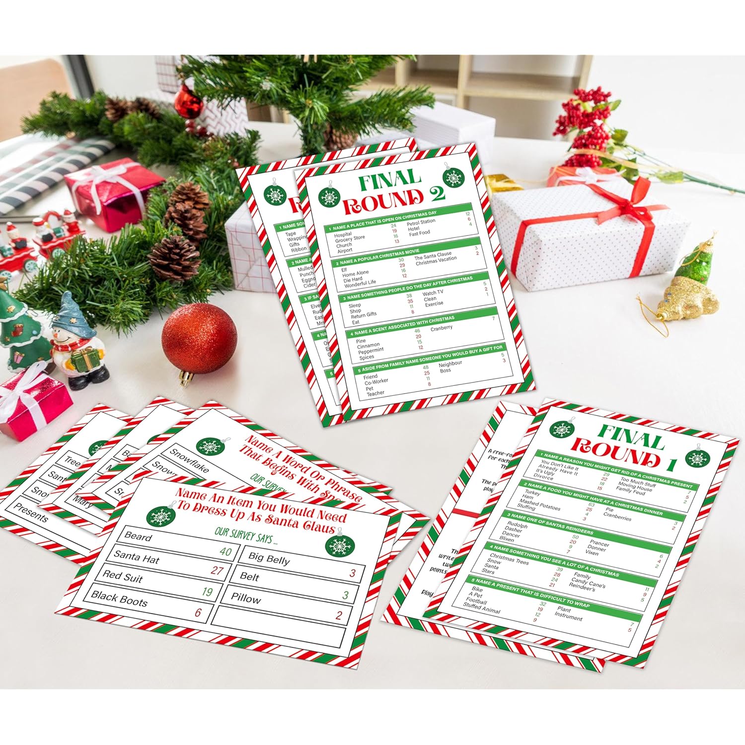 Christmas Feud Games, Friendly Feud Games, Family Activity, Family Games For Game Night, Baby Shower Game, Party Supplies For Adults, Xmas Holiday Party Game And Activity Decorations (F002)