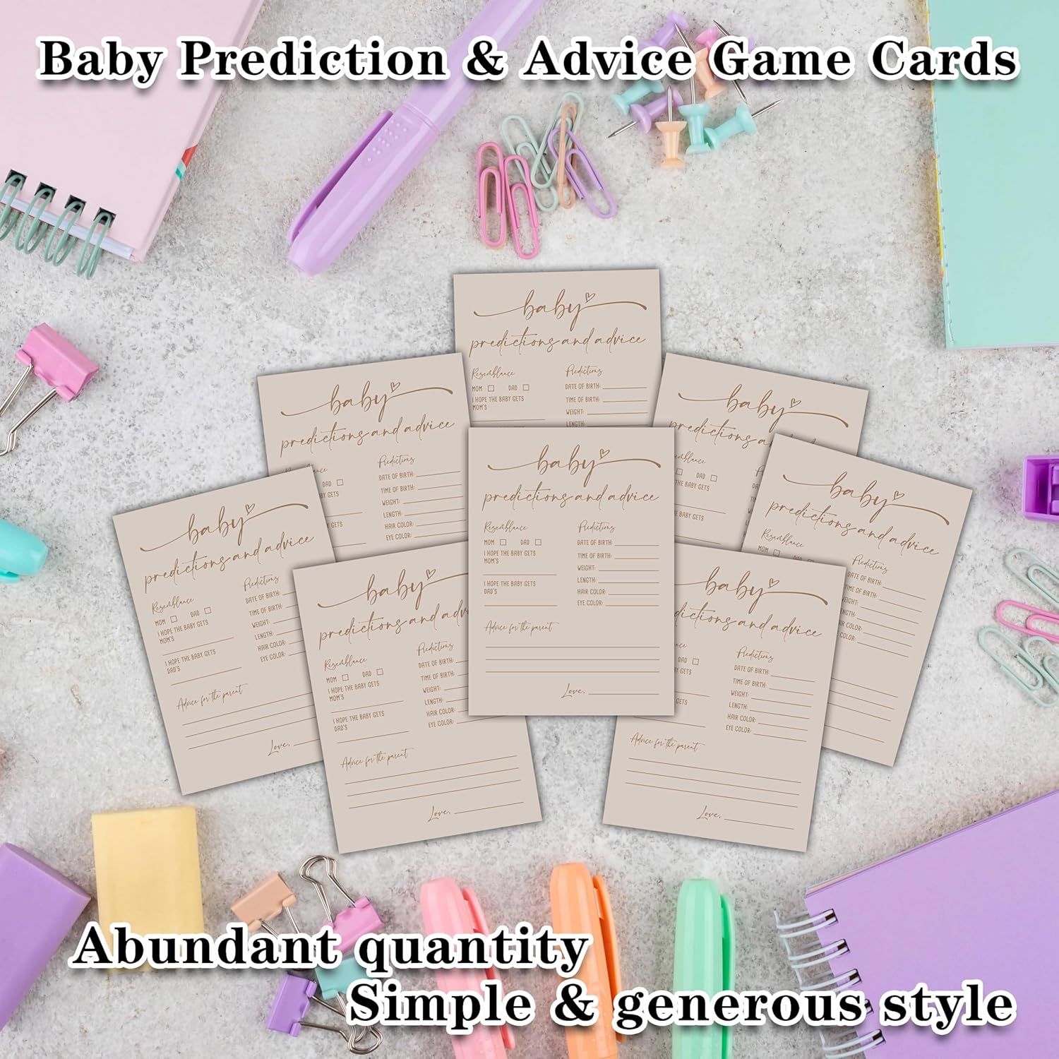 Baby Prediction And Advice Cards, Baby Shower Games Cards, Minimalism Boy Or Girl Baby Gender Reveal Party Favors Decorations And Supplies, 30 Pcs Double-Sided - A14