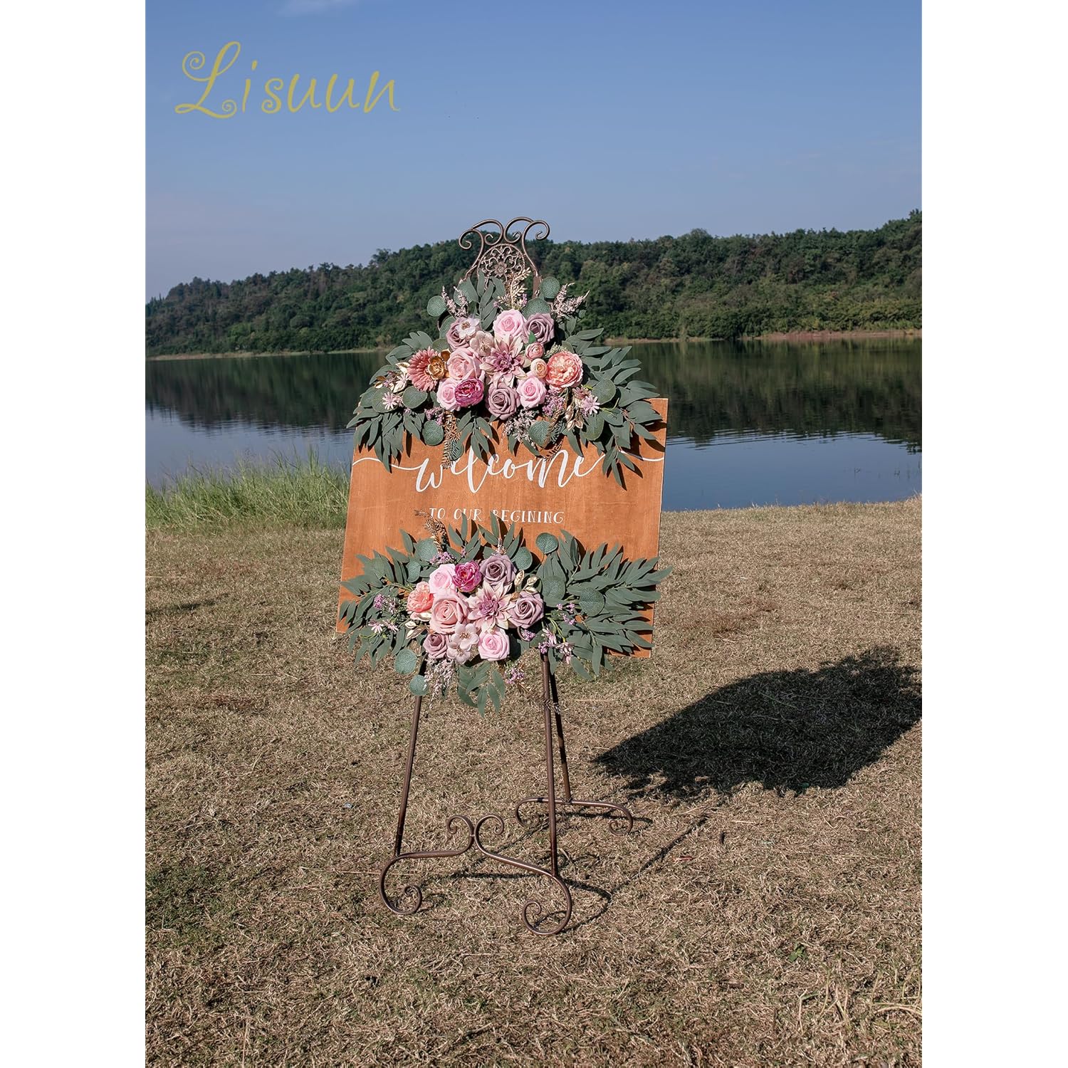 Wedding Arch Flowers, Artificial Floral Decor For Wedding Ceremony & Reception, Standard Size Large Flower Swag Set For Backdrop & Welcome Sign, Pack Of 2 (Dust No. 1)