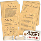 Funny Baby Shower Games Gender Neutral - Baby Shower Bingo Game For Girl Boy, Trivia Word Scramble Games For Baby Shower Decorations
