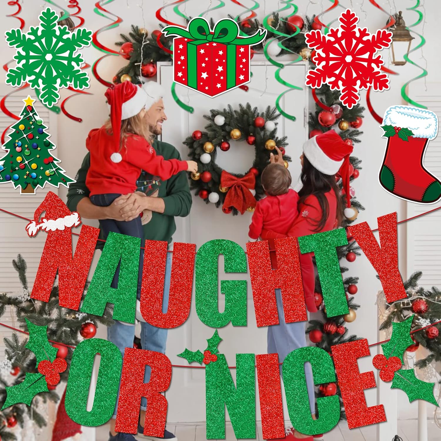 Naughty Or Nice Banner Naughty Or Nice Christmas Decorations Funny Christmas Decorations