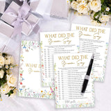 Wildflowers Games Cards, Wedding Shower Games Set, What Did The Groom Say Bridal Shower Game, Spring Flower Themed Bachelorette Party Game, Engagement Party Supplies, Set Of 25 Cards-07