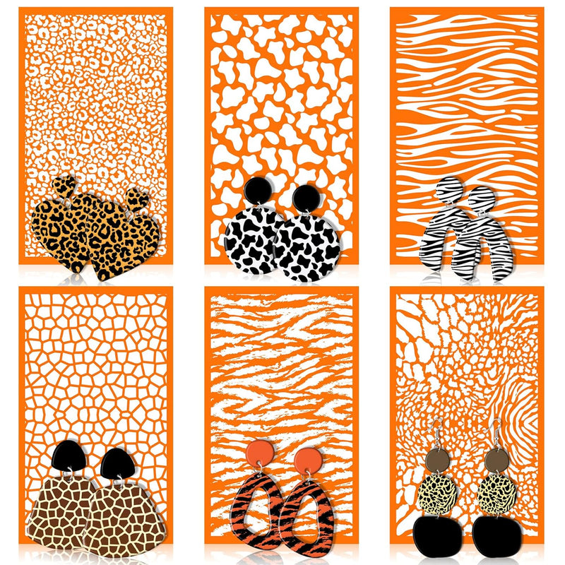 6 Pcs Silk Screen Stencils For Polymer Clay Reusable Animal Print Leopard Silk