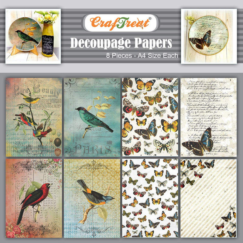 Bird Decoupage Paper For Crafts And Furniture - Birds And Butterflies - Size: