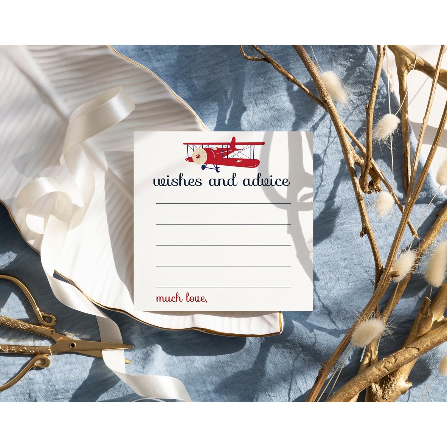 Airplane Advice Cards (25 Pack) Fun Baby Shower Game - Best Wishes For New Parents - Unique Guest Book Alternative For Graduations, Birthdays & Time Capsules - 4X4 Size Cards