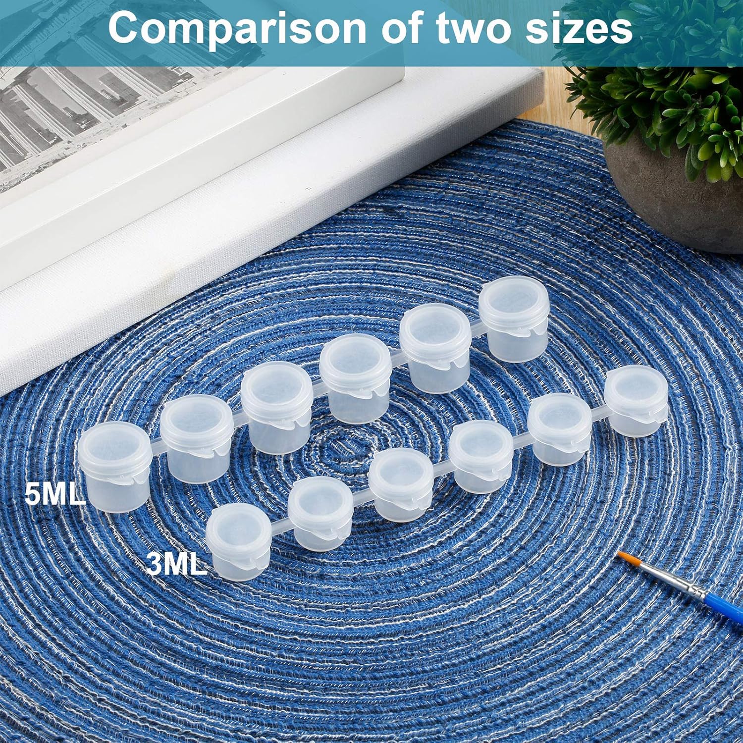 150 Strips 900 Pots Empty Paint Strips Paint Cup Pots Mini Strips Clear Plastic Storage Containers With Lids Art Painting Craft Supplies For Classrooms Schools Paintings Art Festivals (3 Ml)