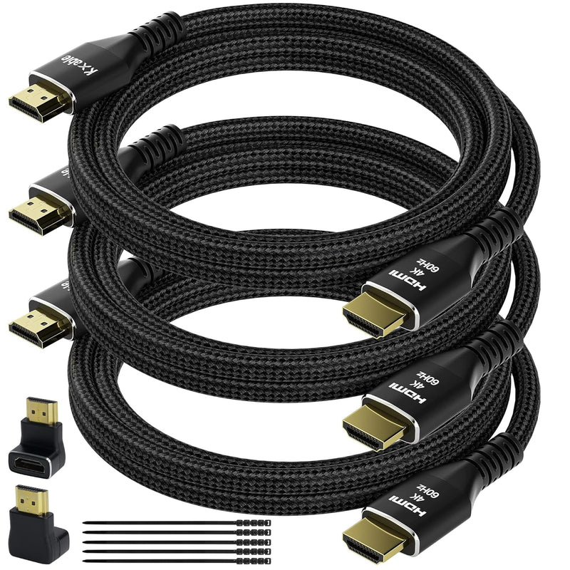 4K Hdmi Cable 4 Feet (3 Pack), Ultra Hd Hdmi 2.0 Cable, Nylon Braided & Gold C