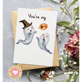 Funny Valentines Day Card – Cute Halloween Love Card For Him Or Her, Wife, Husband, Girlfriend, Boyfriend, 5X7 Folded Greeting Card With Kraft Envelope & Sticker