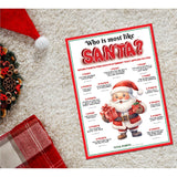 15 Who Is Most Like Santa Clause Game Cards- Fun & Easy For Family Christmas Holiday Office Friends Church Party, Supplies, Activity, Decorations