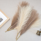 Faux Pampas Grass, 18"/45Cm Artificial Pampas Grass Fluffy 6 Stem Pompous Grass Flower Arrangement For Boho Home Wedding Decoration (Beige,Taupe)