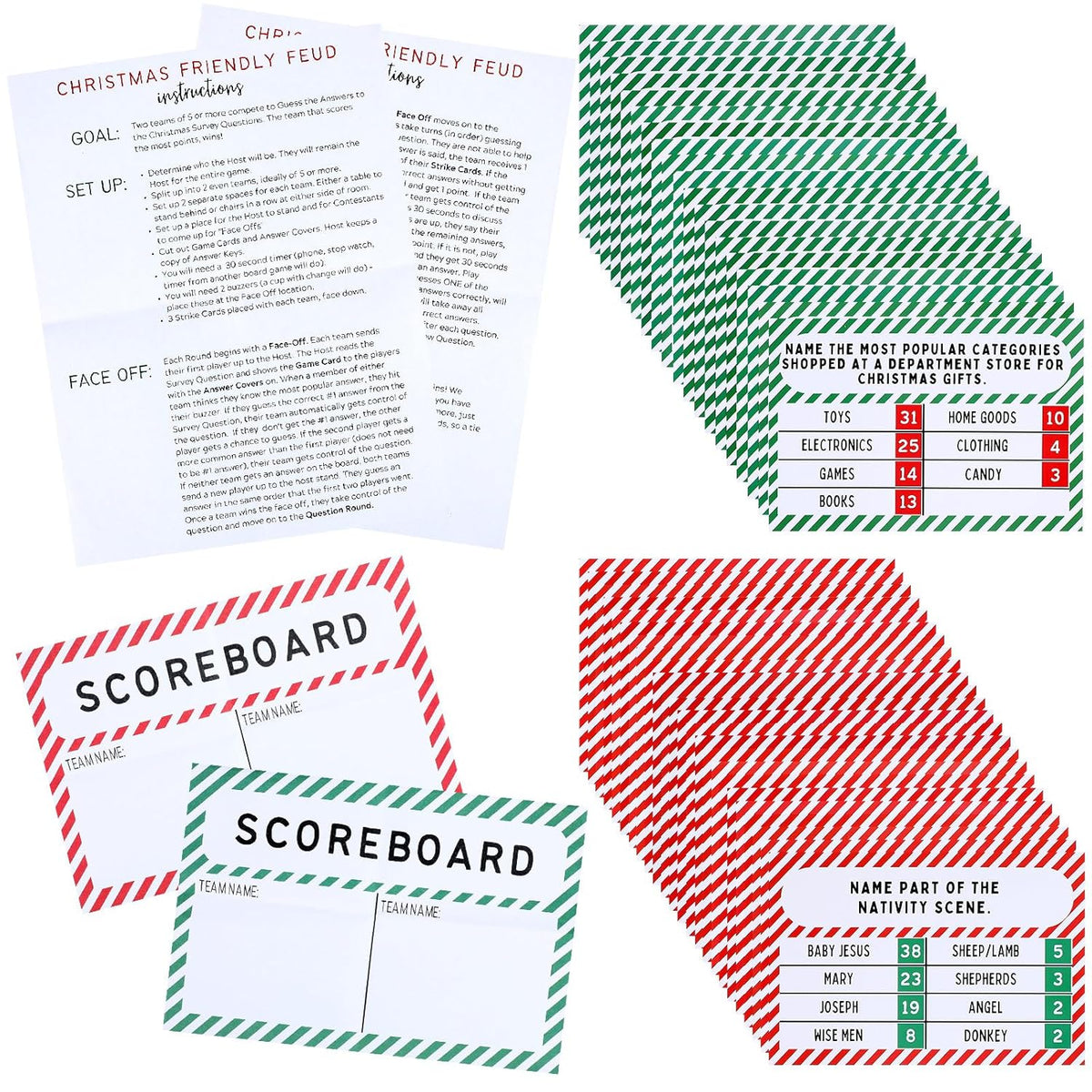 Christmas Friendly Feud Game Friendly Feud Quiz Christmas Party Games Trivia Game Fun Holiday Games For Families Office Winter Party Supplies