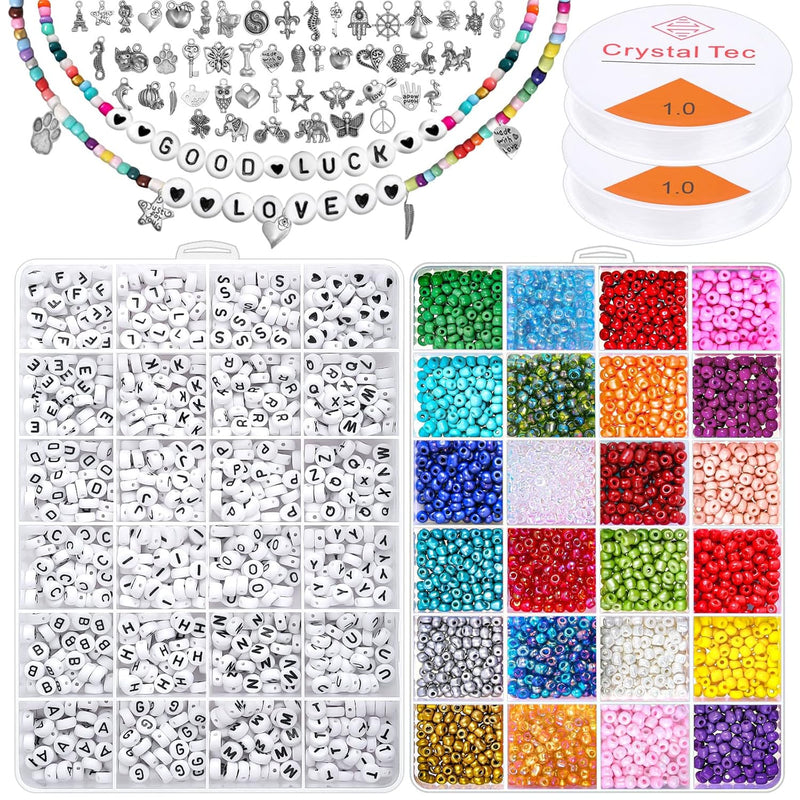 4000Pcs 4Mm Beads For Bracelets Making Kit, Glass Seed Beads For Jewel