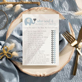 Elephant Baby Shower Game For Boys - 25 Guess Who Mommy Or Daddy Game Cards - Fun Guessing Activities For Guests - Royal Prince Blue Jungle Theme