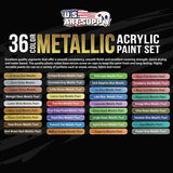 36-Color Metallic Acrylic Paint Set - 18Ml Tubes - Acrylic Paint For Canvas Painting, Wood Crafts & Rock Painting - Color Mixing Wheel