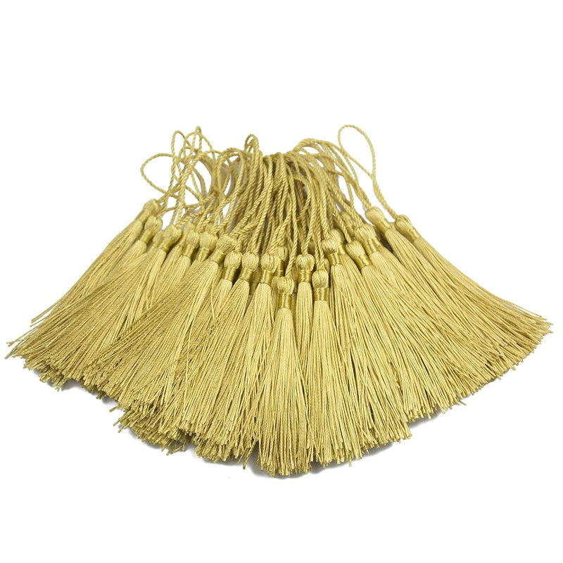 100Pcs 13Cm/5 Inch Silky Floss Bookmark Tassels With 2-Inch Cord Loop And Smal