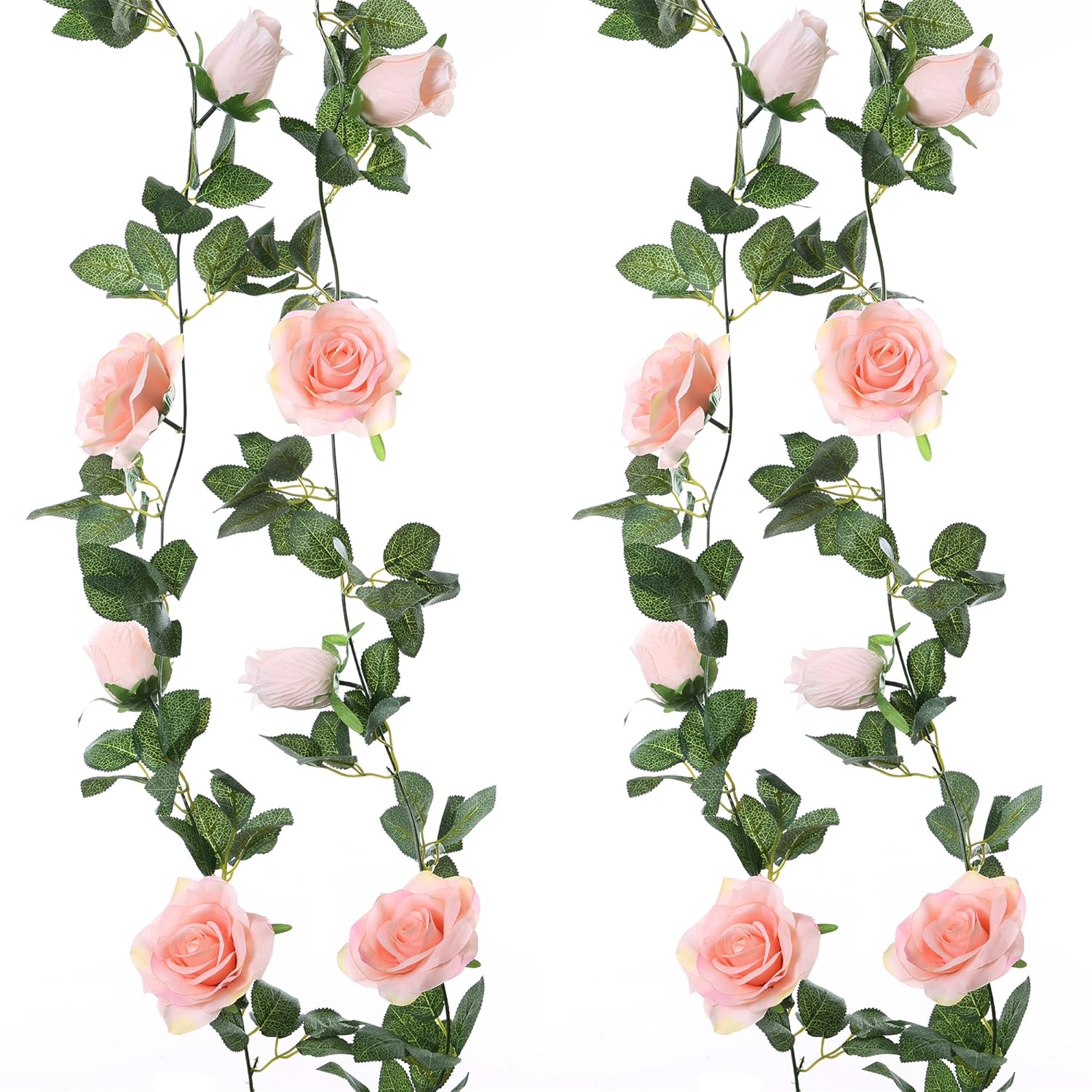 2 Pack Pink Artificial Rose Garland Each 6.5Ft Fake Rose Vine Hanging Floral Garland For Wedding Swing Table Centerpiece Arrangement Decor