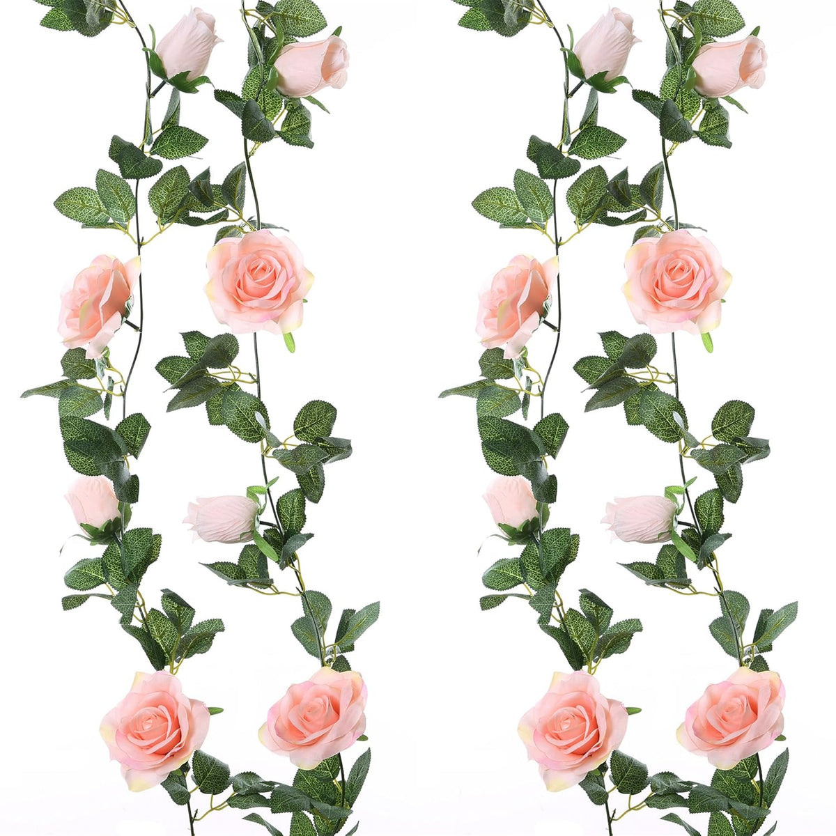 2 Pack Pink Artificial Rose Garland Each 6.5Ft Fake Rose Vine Hanging Floral Garland For Wedding Swing Table Centerpiece Arrangement Decor
