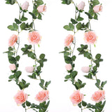 2 Pack Pink Artificial Rose Garland Each 6.5Ft Fake Rose Vine Hanging Floral Garland For Wedding Swing Table Centerpiece Arrangement Decor