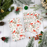 100 Pcs Christmas Cardinal Birds Paper Napkins Winter Xmas Disposable Guest Napkin Red Berries Cedar Cones Bathroom Hand Towel For Holiday Party Tableware Supplies