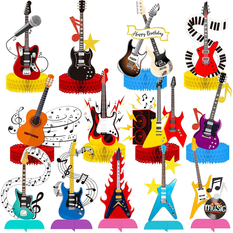 Music Guitar Honeycomb Centerpieces 13Pcs Guitar Birthday Party Table