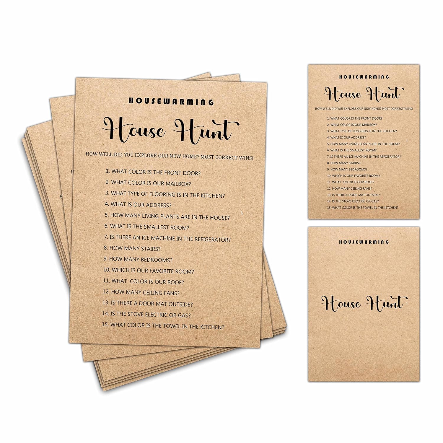 Housewarming Party Game, House Hunt, Rustic Kraft New Home Celebration Party Ideas, New Homeowner/First Home/Apartment/House Party Decorations - 30 Pack(D04)