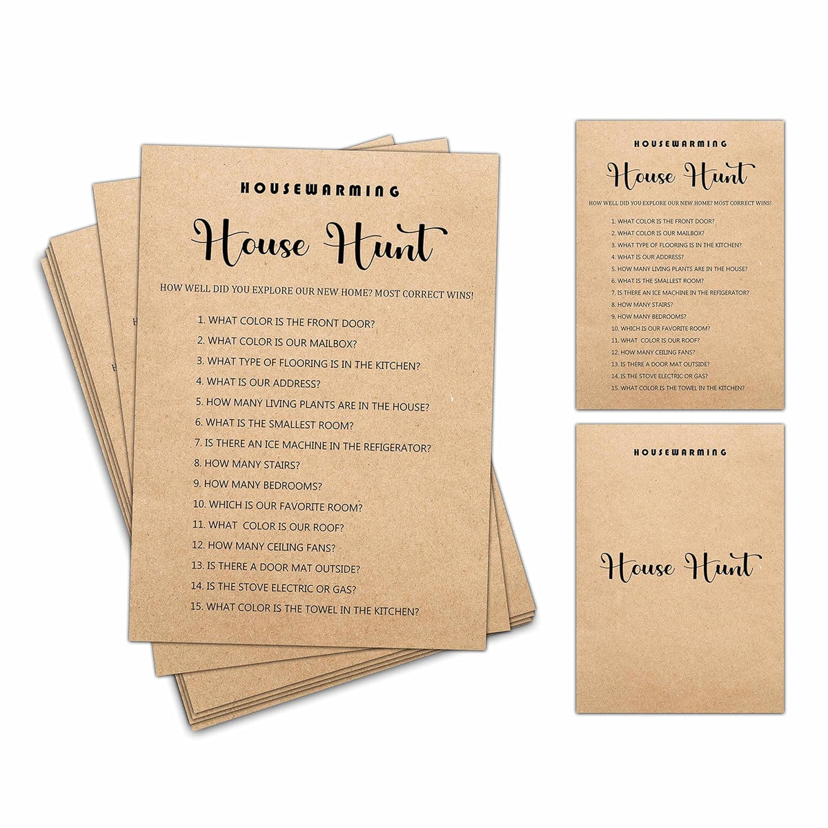 Housewarming Party Game, House Hunt, Rustic Kraft New Home Celebration Party Ideas, New Homeowner/First Home/Apartment/House Party Decorations - 30 Pack(D04)