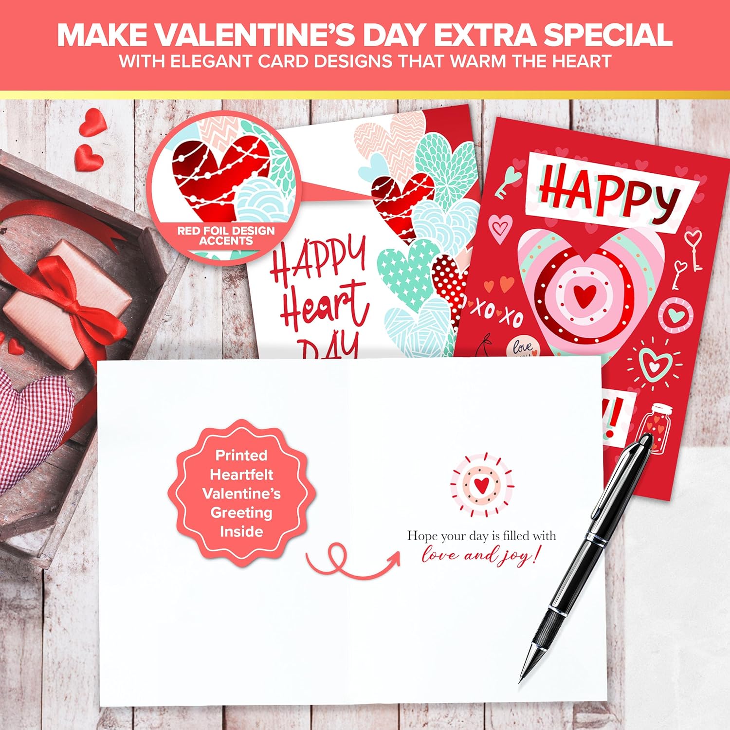 8 Pack Foiled 4X6In Valentine Cards For Adults With Envelopes And Stickers, 8 Fun And Elegant Designs For Loved Ones, Family, Friends With Printed Message Inside, Gifting & Mailing
