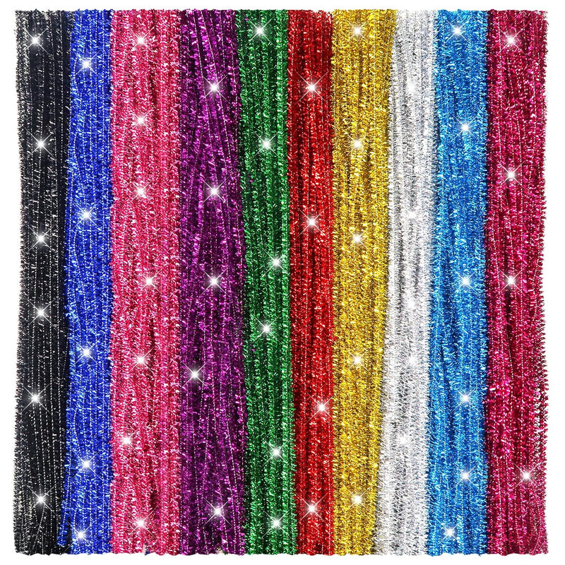 Toaob 400Pcs Glitter Pipe Cleaners 10 Colors Metallic Pipe Cleaners Craft Supp