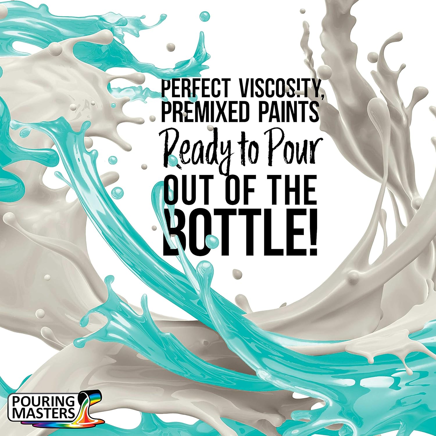 Pouring Masters Tropical Turquoise Ready To Pour Acrylic Pouring Paint - Premium 32-Ounce Pre-Mixed Fluid Acrylic Paint - Fluid Art Supplies For Canvas, Wood, Paper, Tile & Rocks