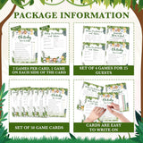 Safari Animals Baby Shower Games Card Set, Includes Babyshower Feud, True Or False, Baby Predictions And Advice, Find Who Mom Or Dad, Babies Shower Gender Reveal Decoration Favors, Set Of 50 -02