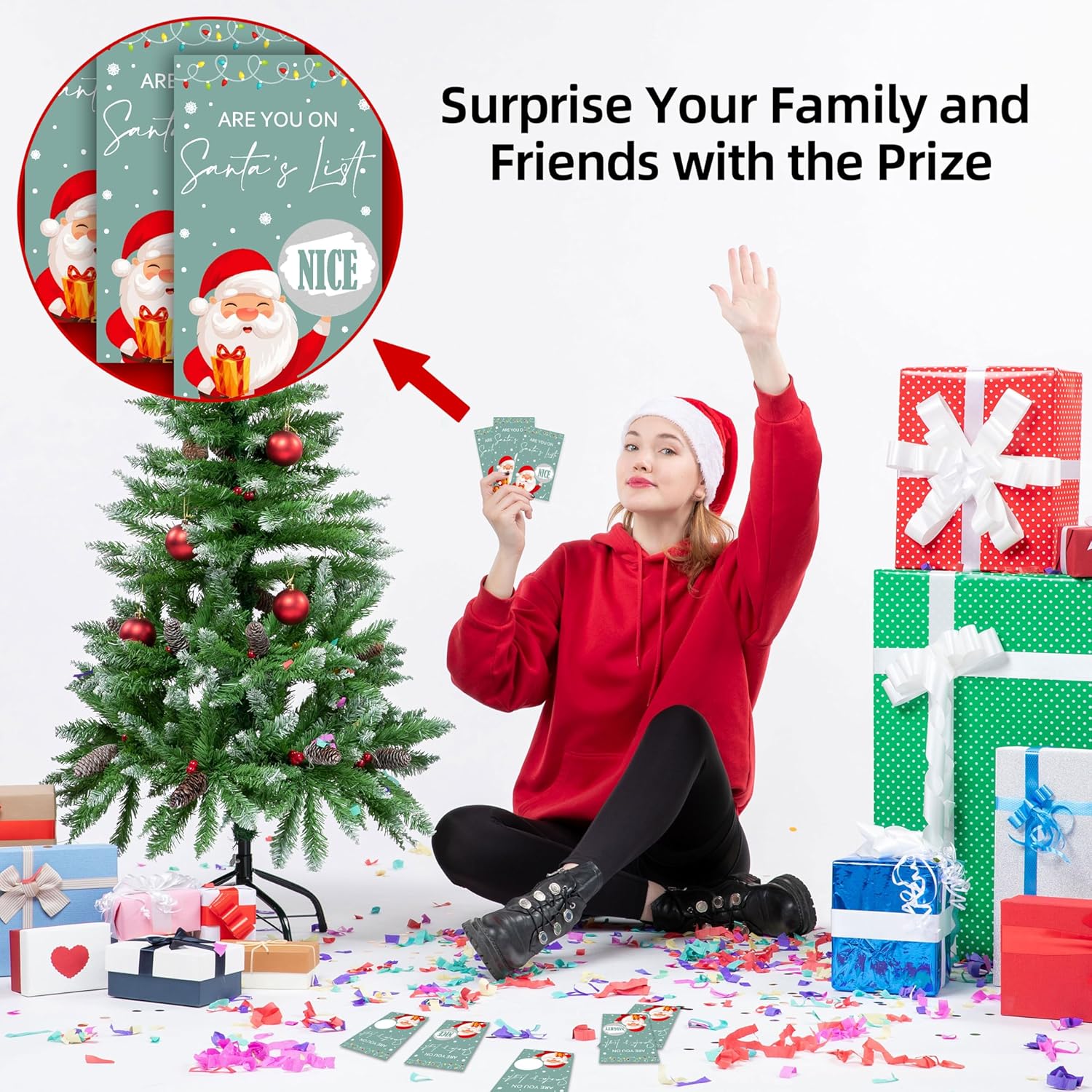Christmas Scratch Off Cards - 40Pcs Xmas Party Scratch Prize Cards - Santa Festive Raffle Tickets For Adults Families Events Business Groups Game Supplies - A03