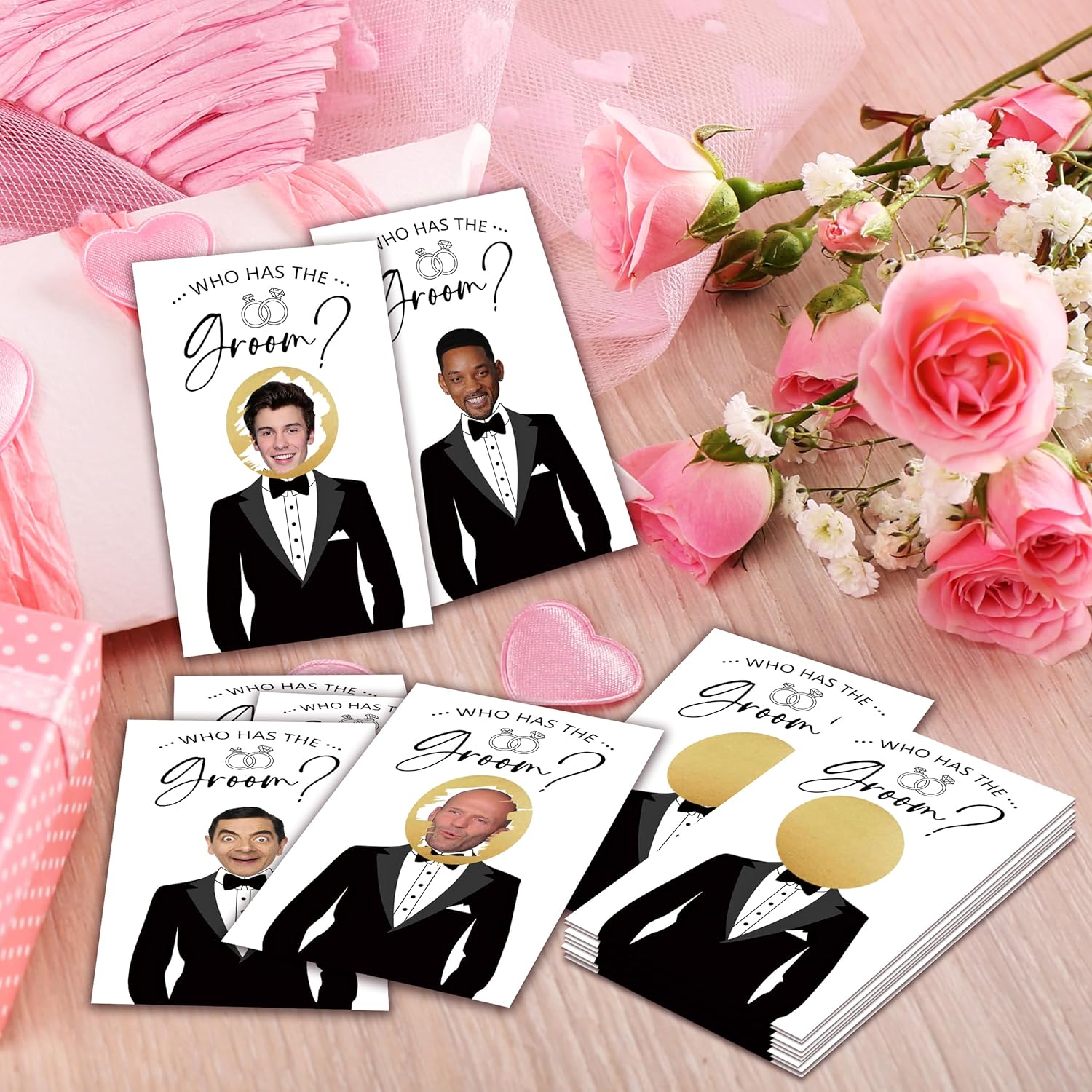 Who Has The Groom Bridal Shower Games, 41Pcs Simple Diamond Ring Scratch Off Cards, 3.5"X 2.1" Bachelorette Party Favor Decor, Engagement Party Ideas Activities-A09