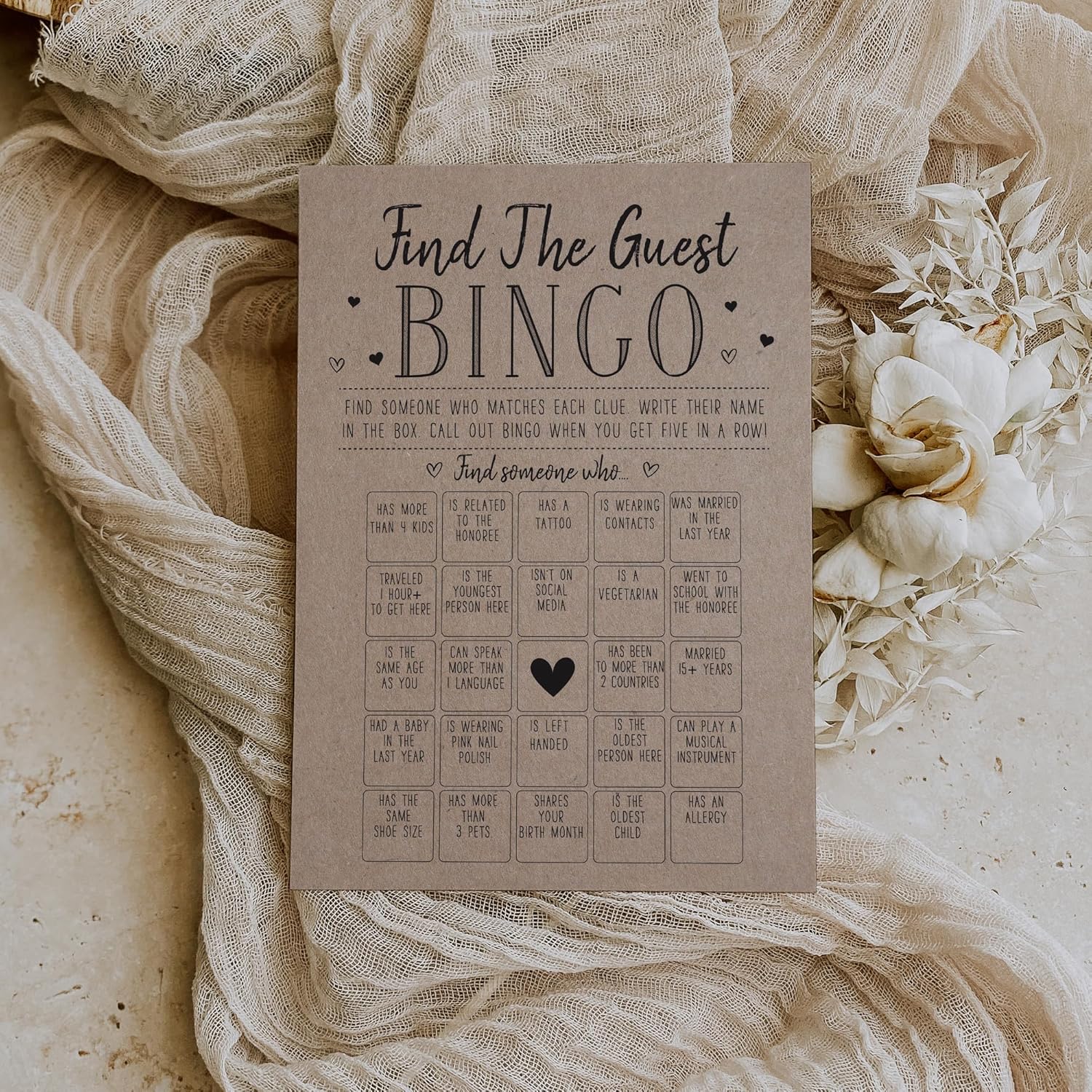 Bridal Shower Games, Find The Guest Bingo, Wedding Shower Game And Activities, 50 Game Cards Included